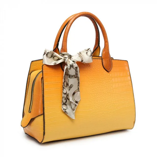 High Quality 2 Tones Tote Presentable shoulder bag Top Handle bag vegan PU leather handbag -OL6115p yellow