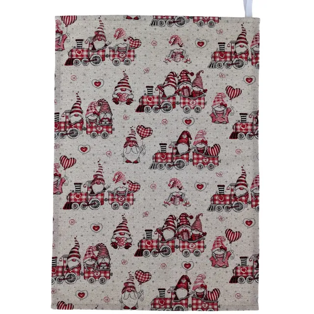 Red Natural Gnome Gonk Christmas Tea Towel