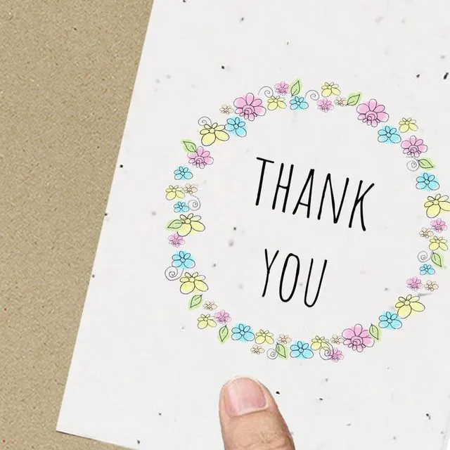 Thank You Wildflower Circle Greeting Card Eco-Friendly
