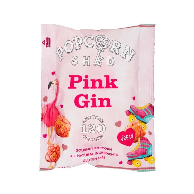 Pink Gin Gourmet Popcorn Snack Pack 24g: Case of 16