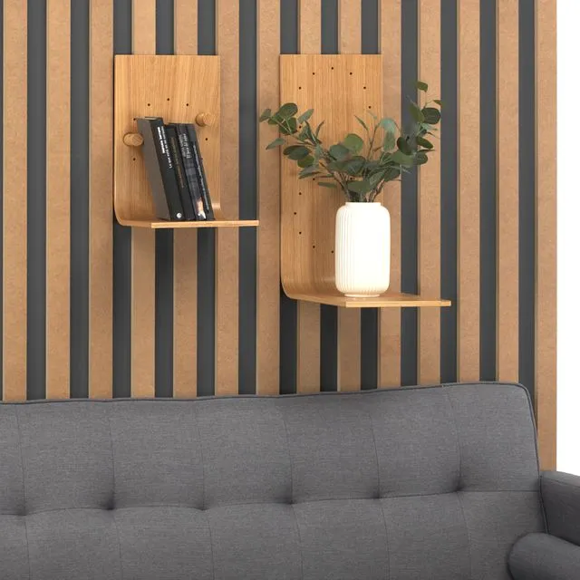 JfK, curved shelves, set of 2 wall modular shelves