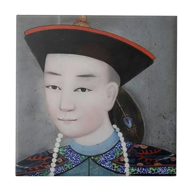 Reproduction Ancient Chinese Art Ceramic Tile Depicting a Young Man