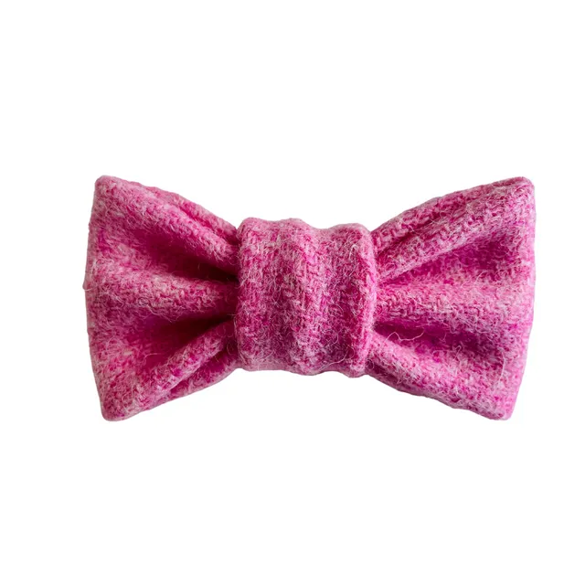 Rose Pink Harris Tweed Dog Bow Tie