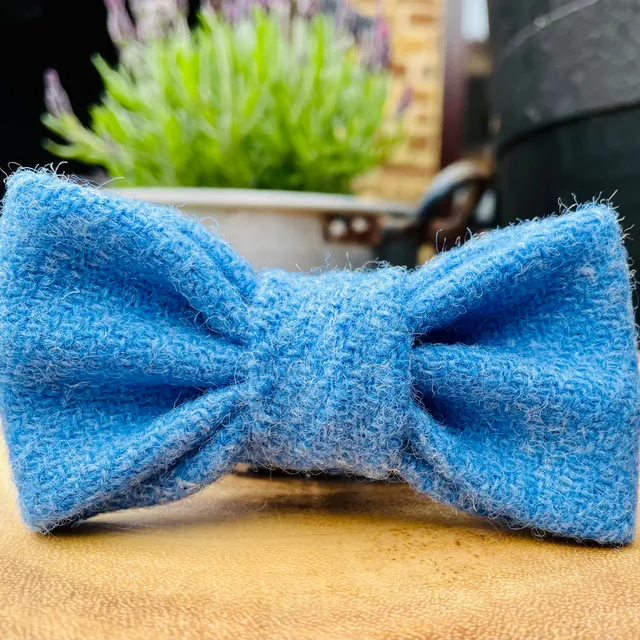 Blue Harris Tweed Dog Bow Tie