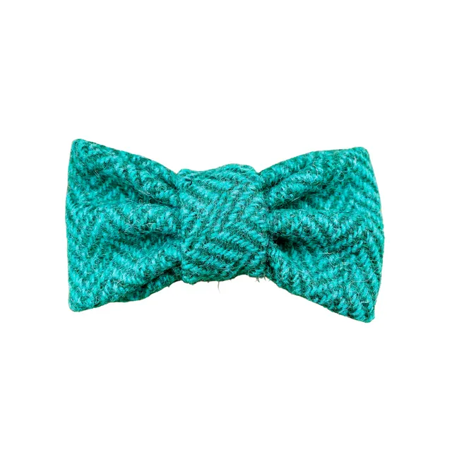 Emerald Green Harris Tweed Dog Bow Tie