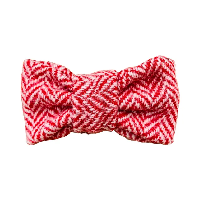 Apple Red Harris Tweed Dog Bow Tie