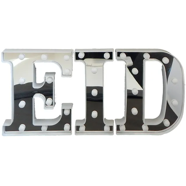 Eid LED Letter Lights - Silver Mirrored