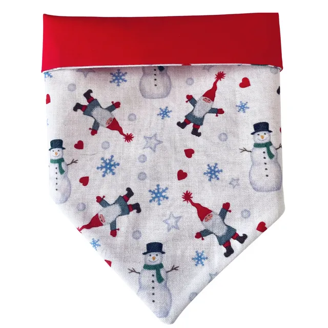 Santa & The Snowman Christmas Dog Collar Bandana