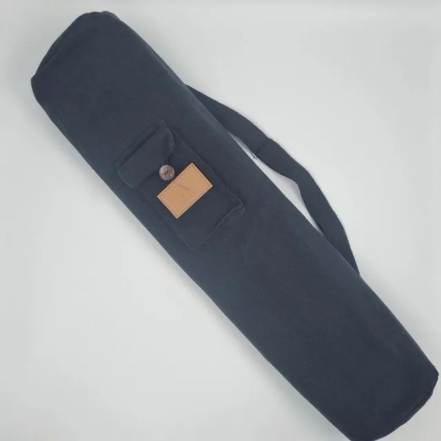 Eco Friendly Cotton Yoga Mat Bag, 100% Handmade Yoga Bag, Eco Friendly Yoga Bag, Yoga Mat Bag UK, Double Zip - Black Colour (Bag only)