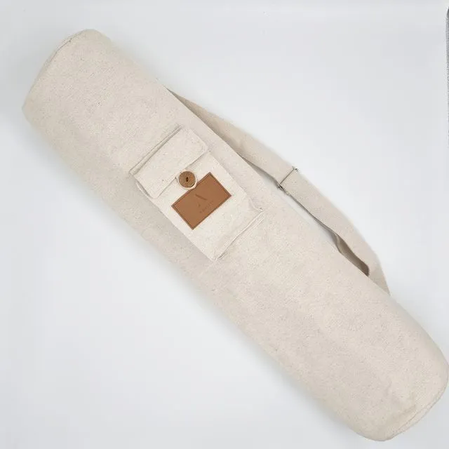 Eco Friendly Cotton Yoga Mat Bag, 100% Handmade Yoga Bag, Eco Friendly Yoga Bag, Yoga Mat Bag UK, Double Zip- Natural Colour (Bag only)