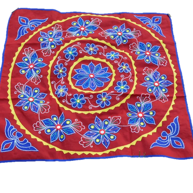 OMSutra Mandala Applique Boho Tapestry for Wall Decor - Red & Blue floral