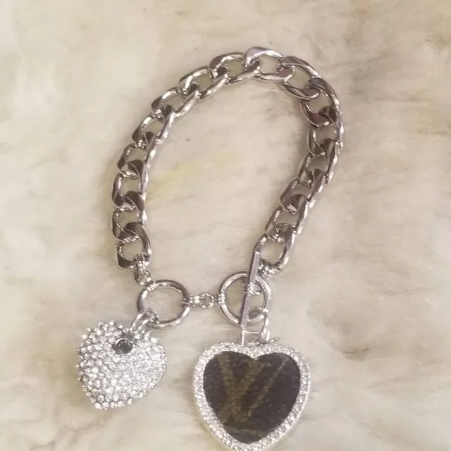 Heart on heart bracelet-Silver