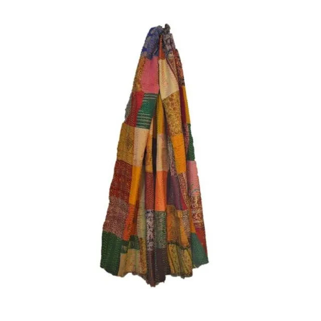 Hand-stitched Vintage Kantha patchwork Silk Blanket - Assort