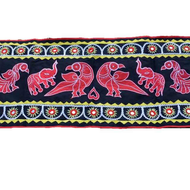 OMSutra Mandala Applique Boho Tapestry for Wall Decor - Black  & Red bird