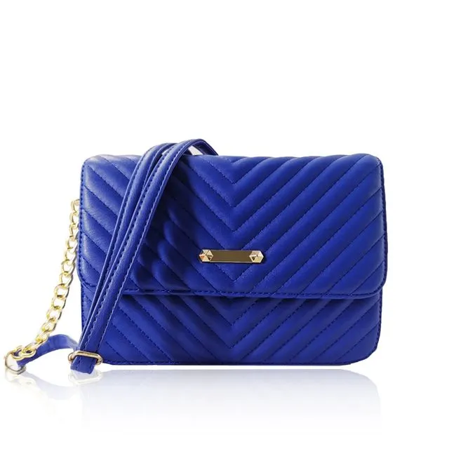 Quilted Chain Bag - Cobalt
