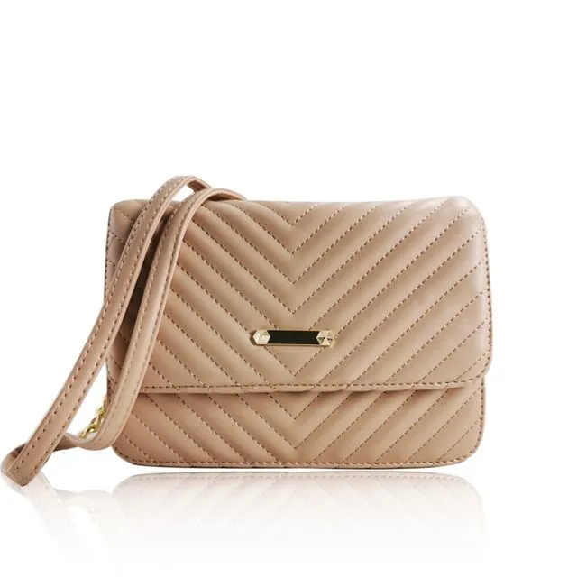 Quilted Chain Bag - Nude