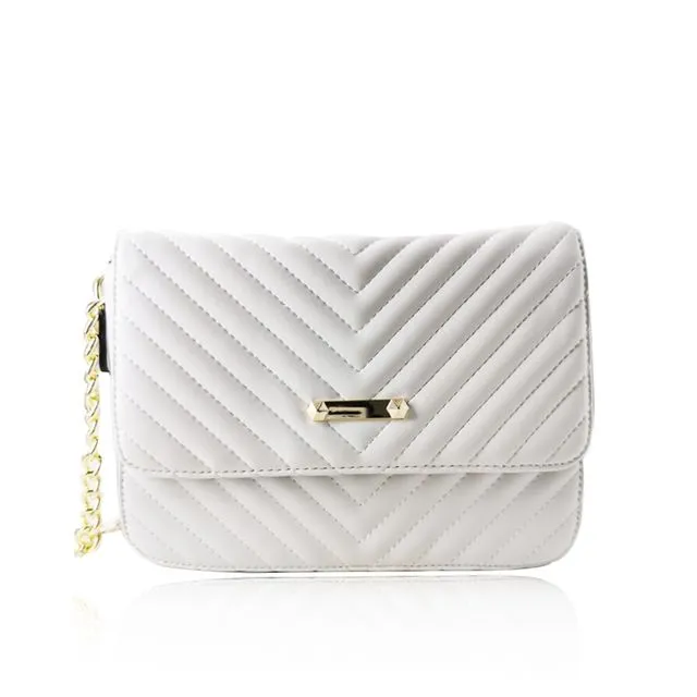 Quilted Chain Bag - White