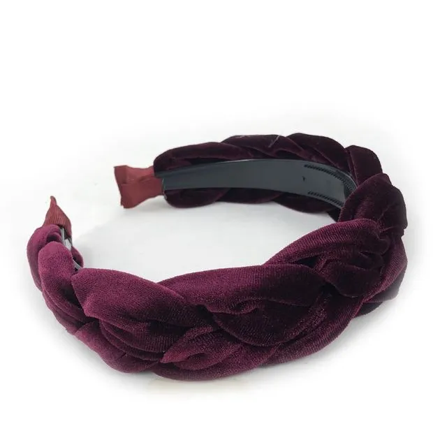 Platted Knot Fashion Headband - Burgundy