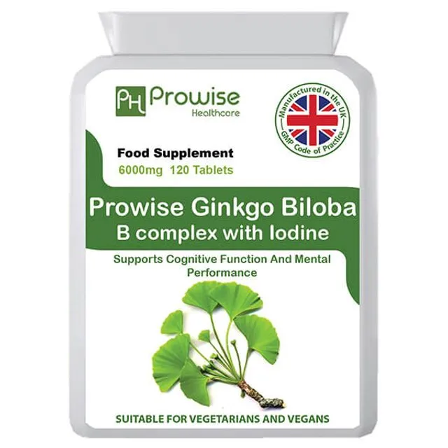 Ginkgo Biloba With Vitamin B Complex And Iodine 120 Tablets | Suitable For Vegetarians & Vegans | By Prowise Healthcare