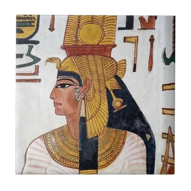 Reproduction Ancient Egyptian Art Ceramic Tile Depicting Queen Nefertari