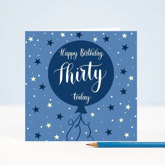 Hand Lettered Thirty Birthday Card