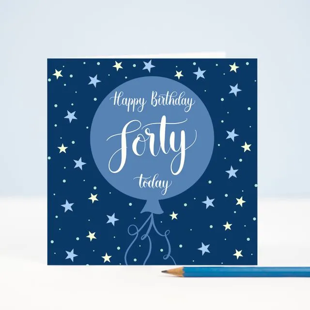 Hand Lettered Forty Birthday Card