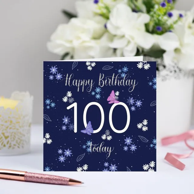 Pretty Floral 100th Birthday Card