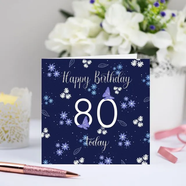 Pretty Floral 80th Birthday Card