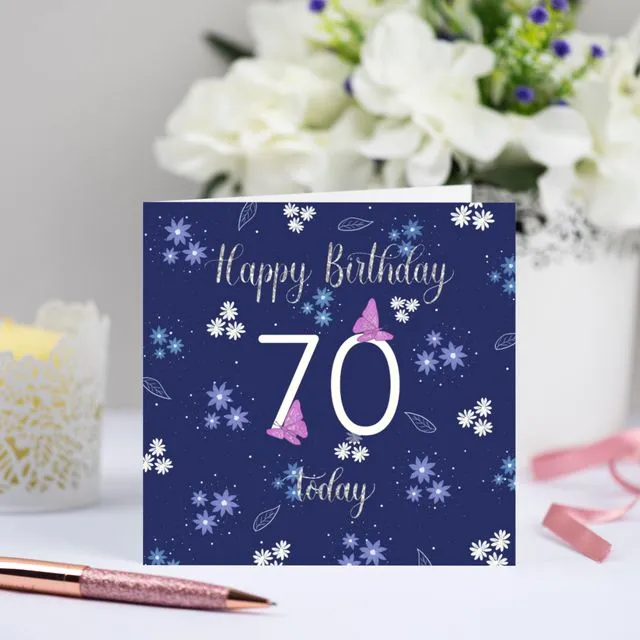 Pretty Floral 70th Birthday Card