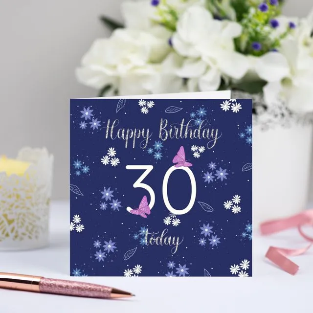 Pretty Floral 30th Birthday Card