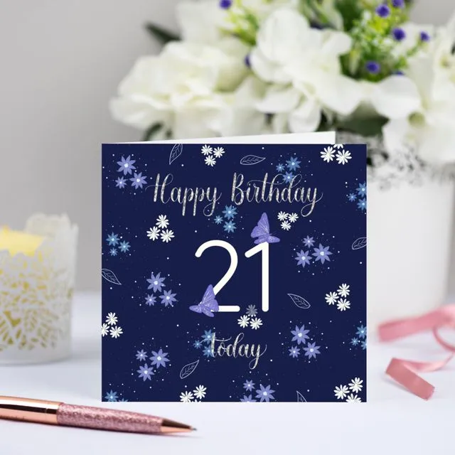 Pretty Floral 21st Birthday Card