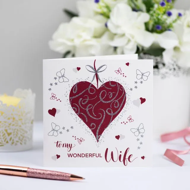 Pretty Glitter Valentines Card For Wife