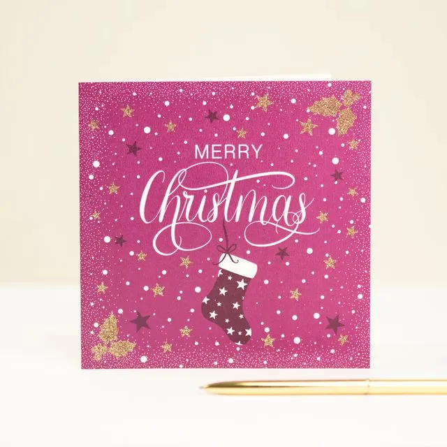 Merry Christmas Glitter Card