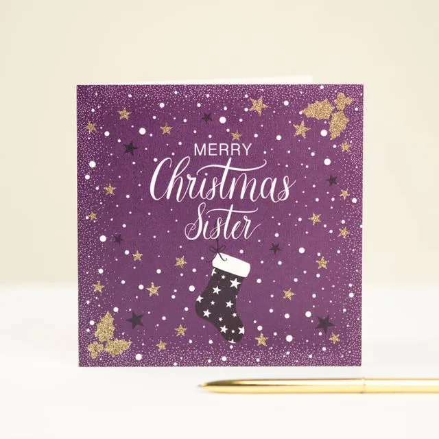 Glitter Christmas Card for Sister