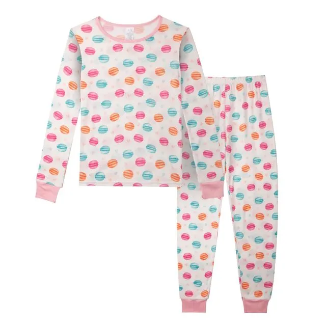 Girls' Pajama Set With Blanket Fleece Girls Pjs Gift Set - Macaron