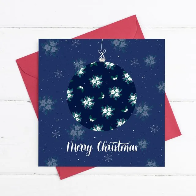 Floral Merry Christmas Card White Flowers