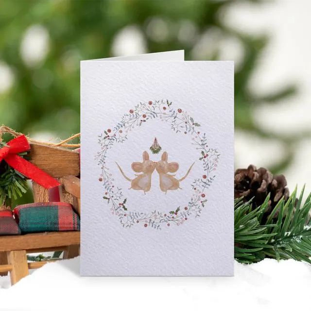 Mistletoe and Mice Christmas Card