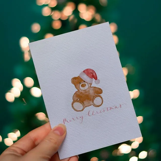 Jolly Teddy Bear Christmas Card