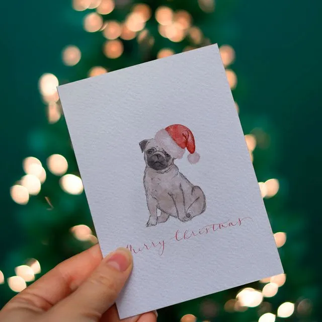 Jolly Pug Christmas Card