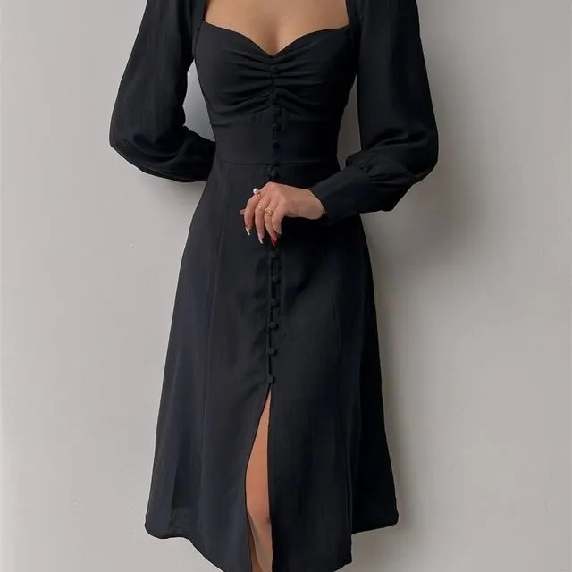 Cassie Lantern Dress (Black)