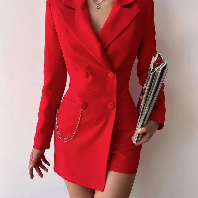 Shelby Blazer Shorts Jumpsuit (Red)