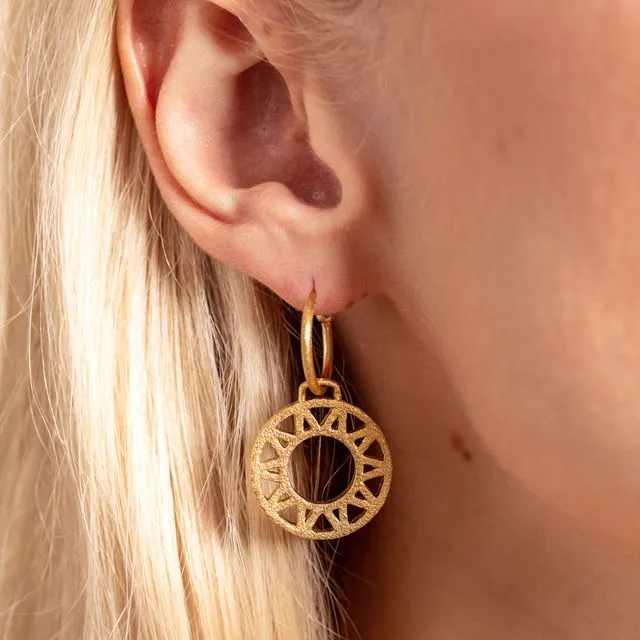 Geometric 14k Gold Vermeil Drop Hoop Earrings