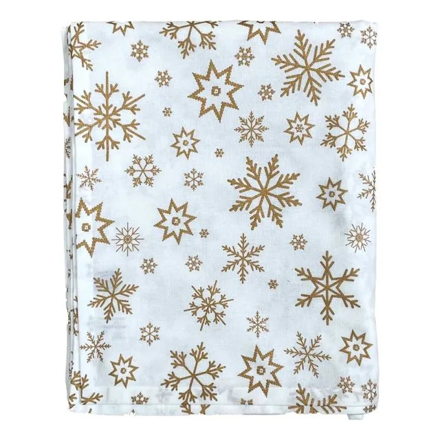 Christmas Gold Snowflakes Tablecloth