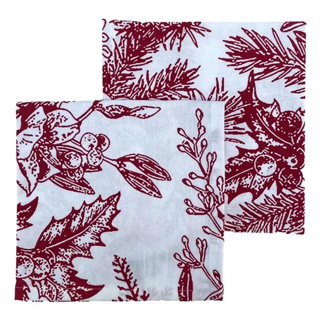 Holly Berry Red Christmas Napkins pack of 4