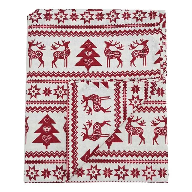 Red Nordic Christmas Tablecloth