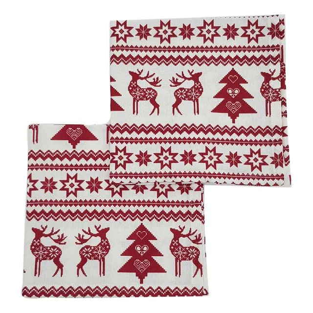 Red Nordic Christmas Napkins Pack 4