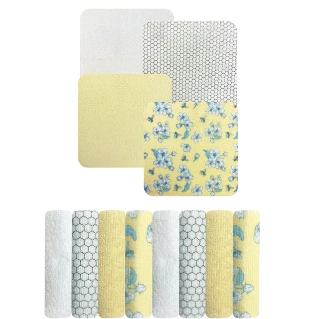 Modern Baby 8-Pack Washcloths - Yellow Floral