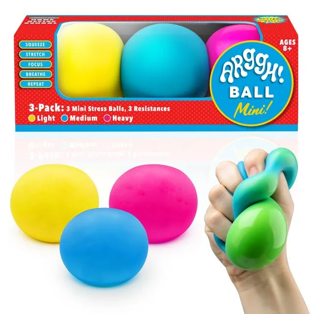 Arggh Mini Stress Balls for Adults and Kids - 3pk
