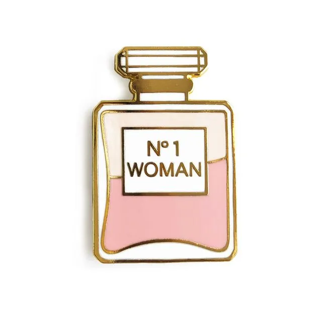 No. 1 Woman Perfume Bottle Pink Enamel Pin
