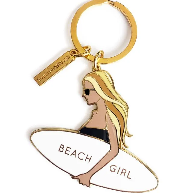 Beach Surfer Girl Keychain - Blonde Hair